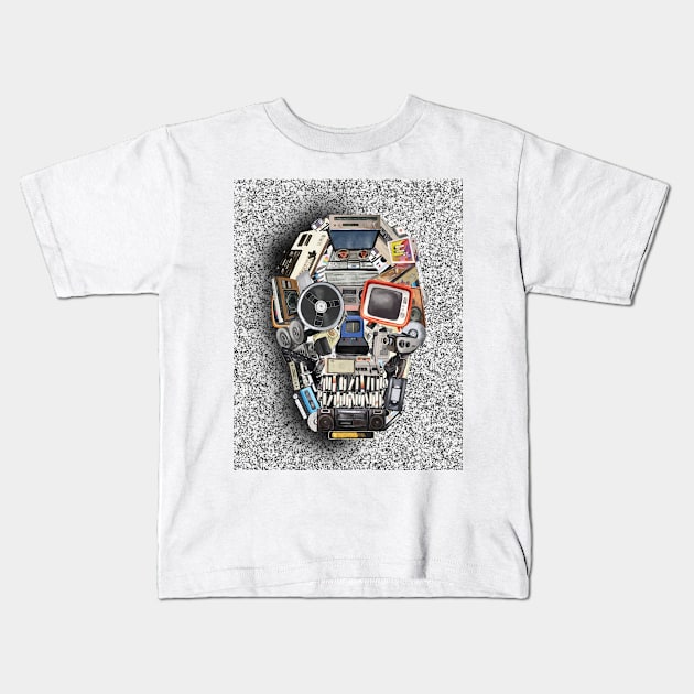 retro tech skull Kids T-Shirt by bexART